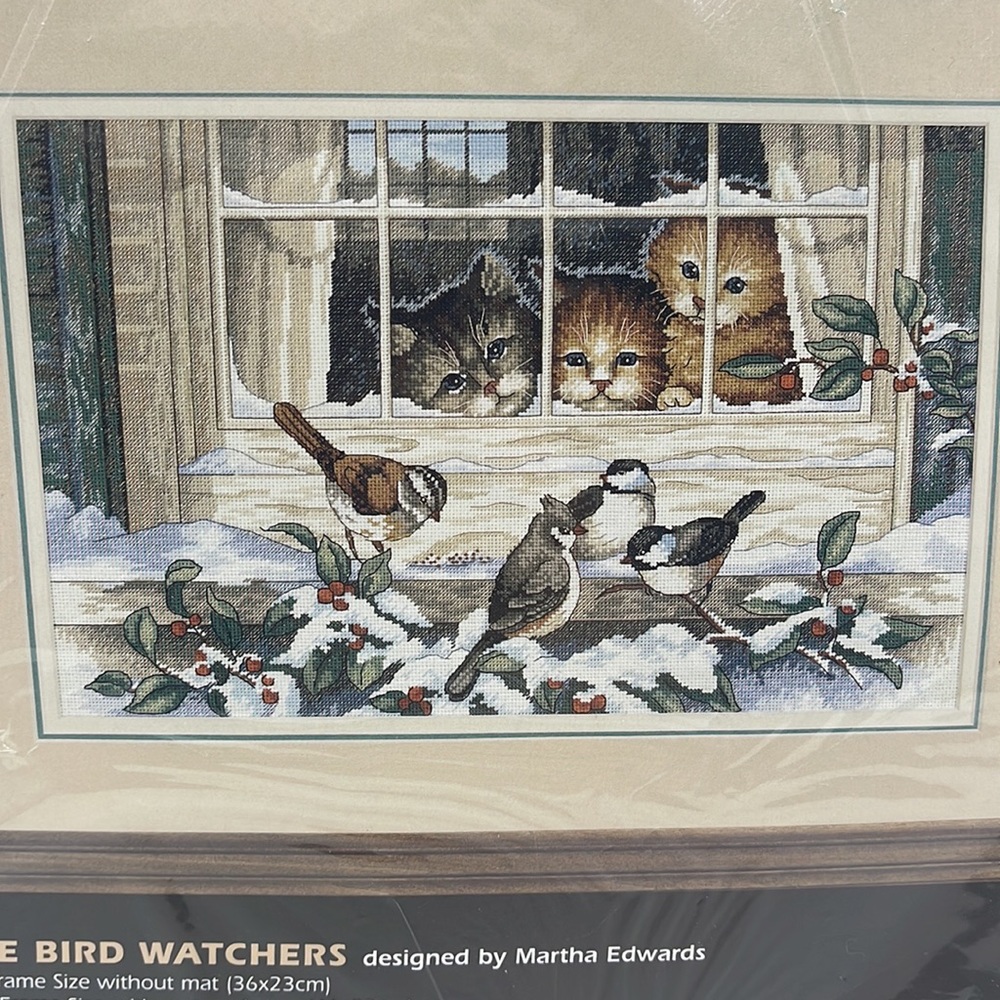 Dimensions Counted Cross Stitch Kit Three Bird Watchers Cats Kittens NEW - Picture 2 of 4